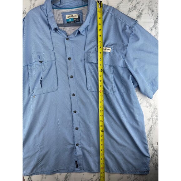 Magellan Outdoors Mens Fish Gear 3XL Relaxed Fit Blue Short Sleeve Shirt - Picture 3 of 12